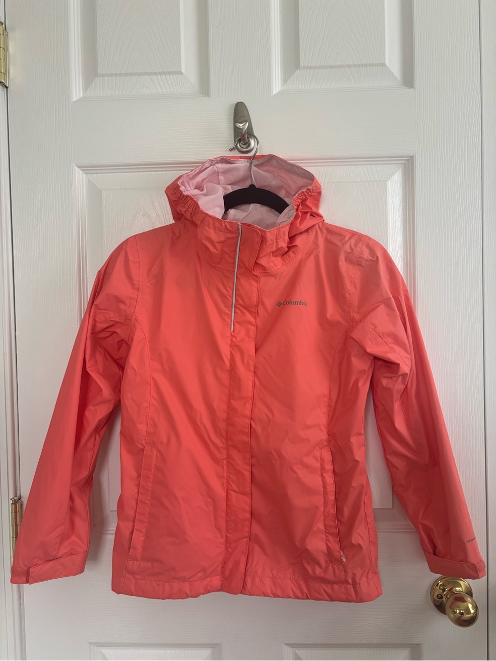 Columbia Coral Pink Hooded Kids Rain Jacket